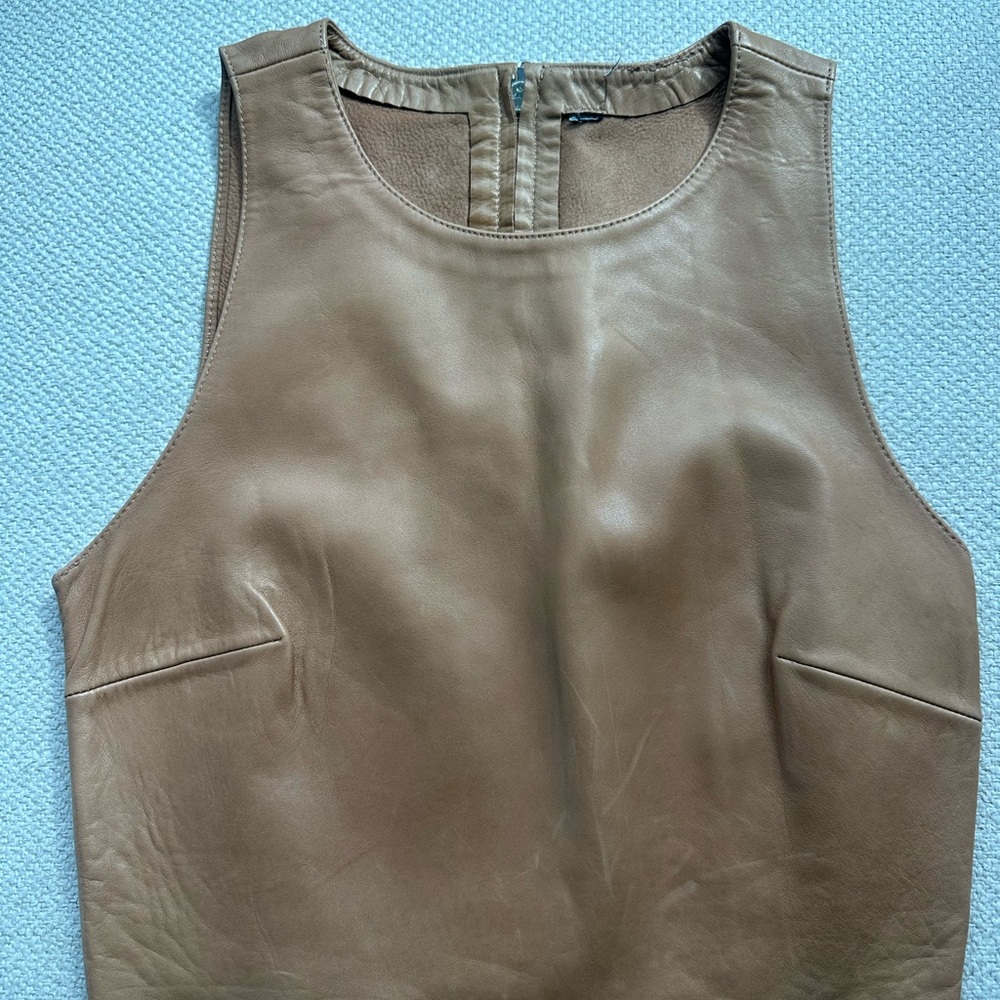 Zara Tan Leather Crop Top